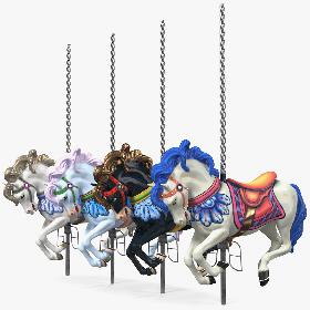 3D Carousel Galloping Horses Set